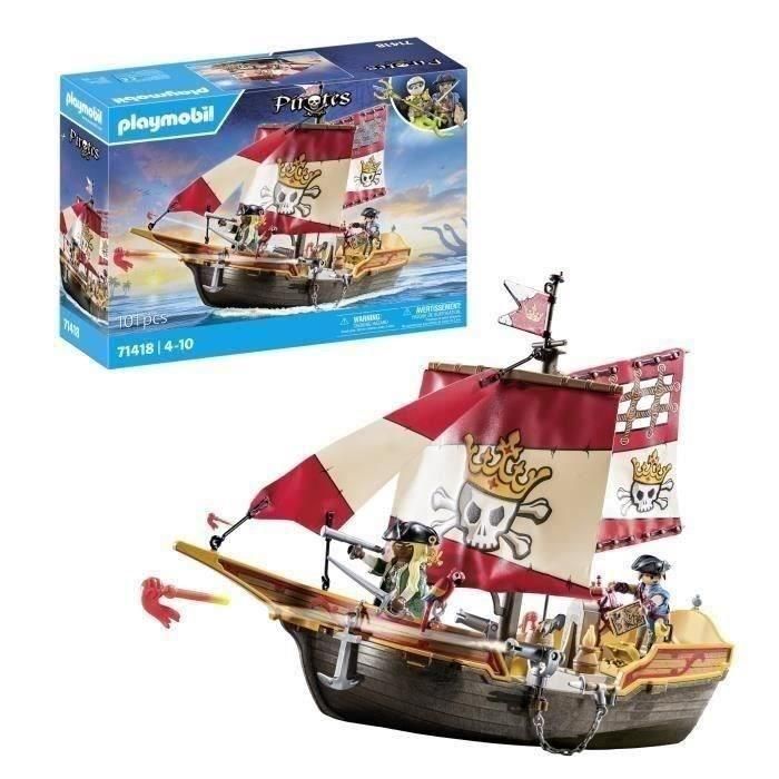 Playmobil Barco Pirata Pirates con 2 Cañones, Figuras, Loro y Accesorios. Juguete para Niños y Niñas 4+ años 5