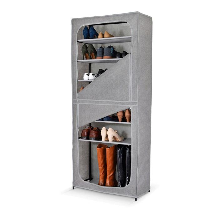 Jobgar Armario zapatero doble con funda, 160x68x30 cm, Gris, Tela 2 Jobgar Armario zapatero doble con funda, 160x68x30 cm, Gris, Tela 2