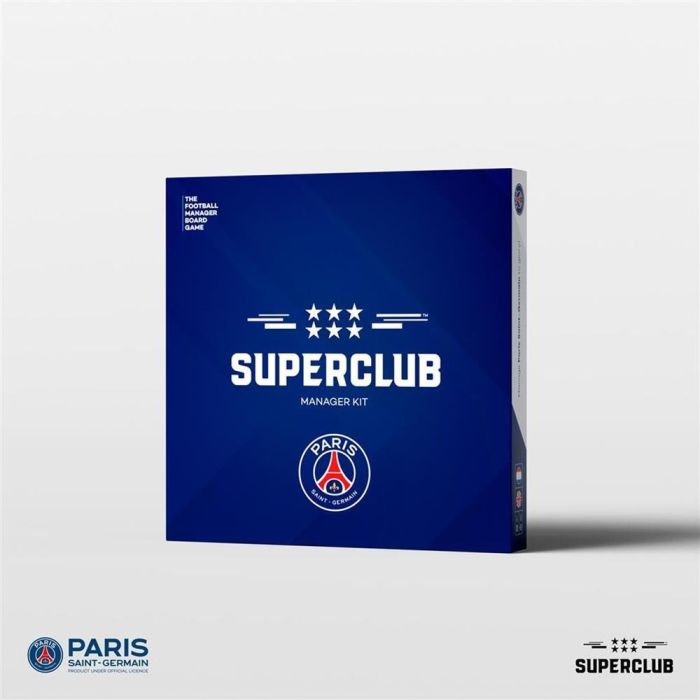 PSG Superclub Juego de Mesa PSG Manager Kit con Carpeta, Libreta y Club con Estadio y Campo de Entrenamiento