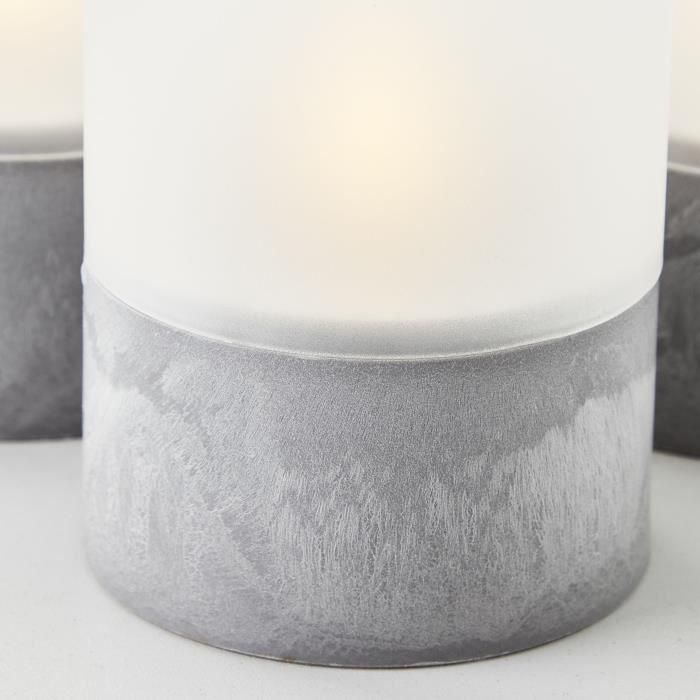 Lote 3 Lámparas de mesa LED BRILLIANT CANDLE - 2500K - Plástico y vidrio - Gris y blanco mate 3 Lote 3 Lámparas de mesa LED BRILLIANT CANDLE - 2500K - Plástico y vidrio - Gris y blanco mate 3