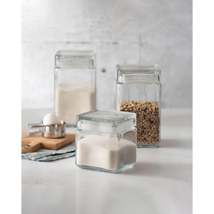 La Mediterranea Tarro Vidrio Cube 1200Ml 11 cm (ancho) x 15.5 cm (alto) x 11 cm (largo) (12 Unidades)