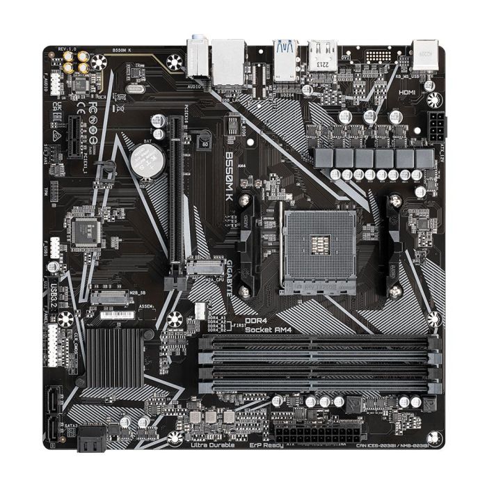 Gigabyte B550M K 1.0 Placa Base AMD B550 Socket AM4 Micro ATX, Compatible con AMD Ryzen 5, DDR4-SDRAM, 9MB55MK-00-10 3 Gigabyte B550M K 1.0 Placa Base AMD B550 Socket AM4 Micro ATX, Compatible con AMD Ryzen 5, DDR4-SDRAM, 9MB55MK-00-10 3