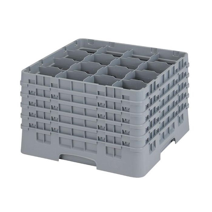 CAMBRO - 16S1058-151 - Cesta de lavado 16 comp. 5 alturas - 10,9 cm Ø máx. - alt. máx. 28,2 cm - 50 x 50 x 30,8 cm - Gris claro