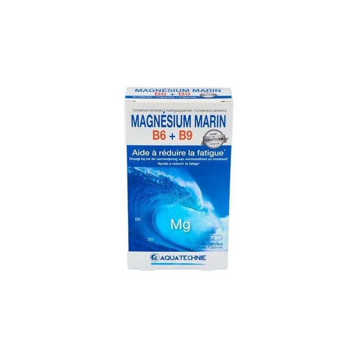 Biotechnie Magnesio Marino + Vitaminas B6 y B9, Suplemento para Reducir la Fatiga y Función Muscular, 40 Cápsulas