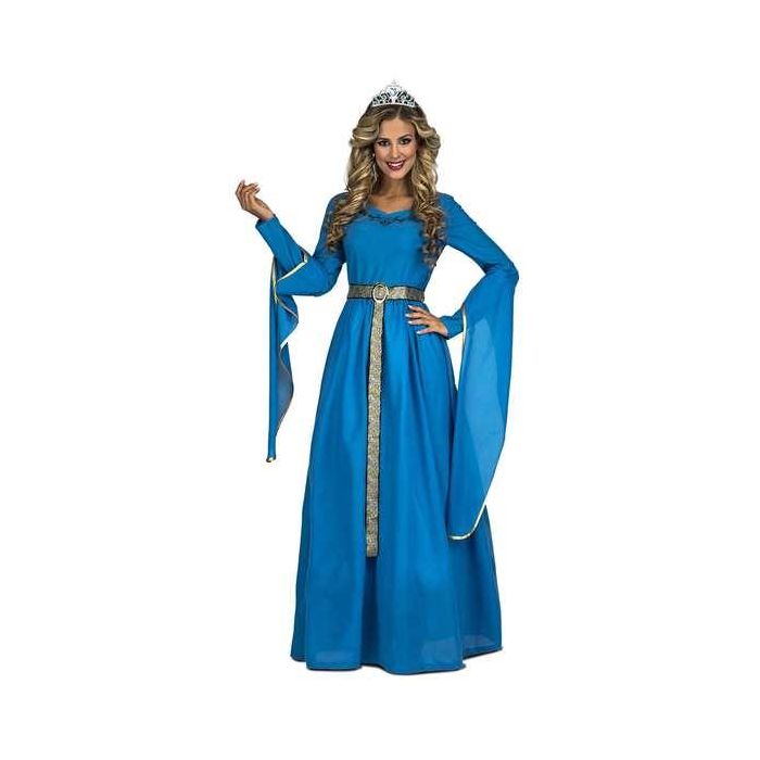 Disfraz princesa medieval azul vestido y diadema talla XL 1 Disfraz princesa medieval azul vestido y diadema talla XL 1