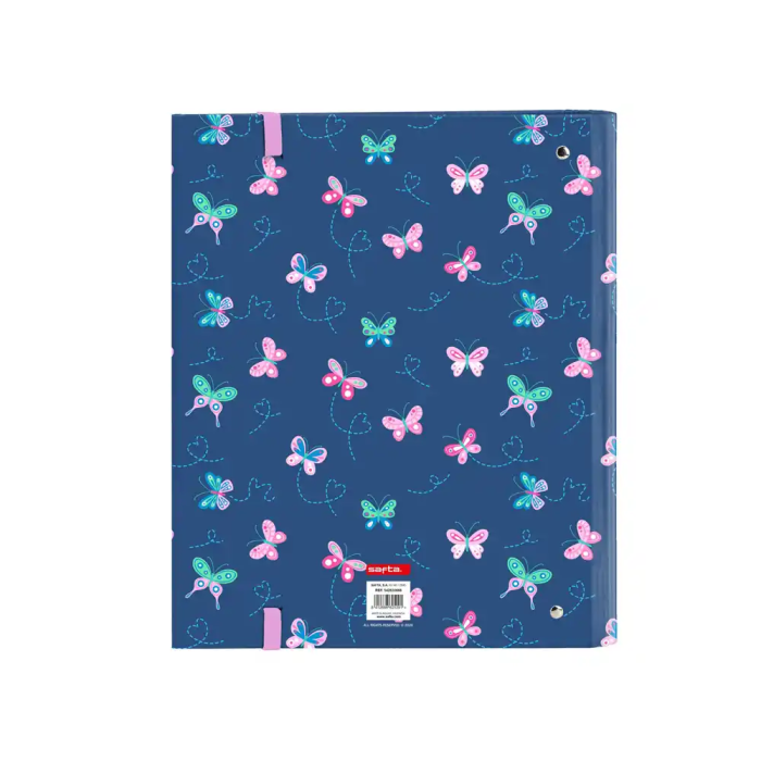 Safta Carpeta con Recambio DIN A4 Cuadros 5 mm con Goma y Separadores Blackfit8 Mariposas 1