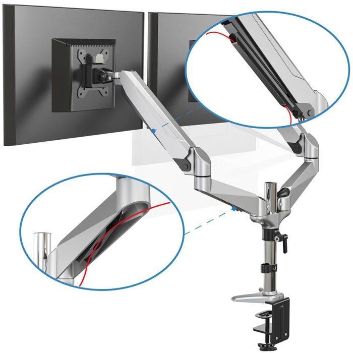 Digitus DA-90353 Soporte de Mesa para 2 Monitores hasta 32" (81 cm), 8 kg, Abrazadera, Negro/Plata 2 Digitus DA-90353 Soporte de Mesa para 2 Monitores hasta 32" (81 cm), 8 kg, Abrazadera, Negro/Plata 2