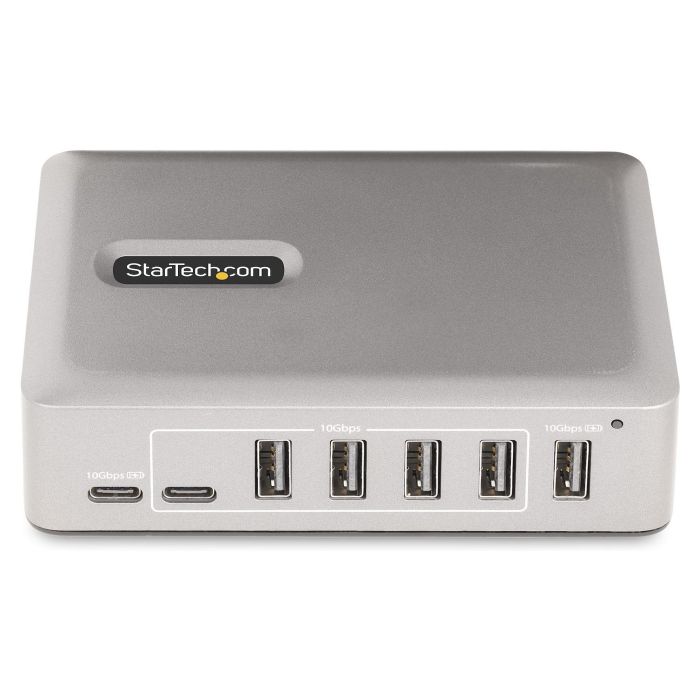 StarTech 10G5A2CS Hub USB-C de 7 Puertos, Autoalimentado, 10 Gbps, USB 3.2 Gen 2 Tipo-A y Tipo-C, Color Plata