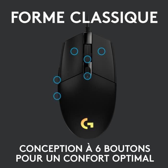 Logitech G203 Ratón Gaming LIGHTSYNC RGB personalizable, 8.000 DPI, 6 Botones Programables, USB, Negro 3 Logitech G203 Ratón Gaming LIGHTSYNC RGB personalizable, 8.000 DPI, 6 Botones Programables, USB, Negro 3