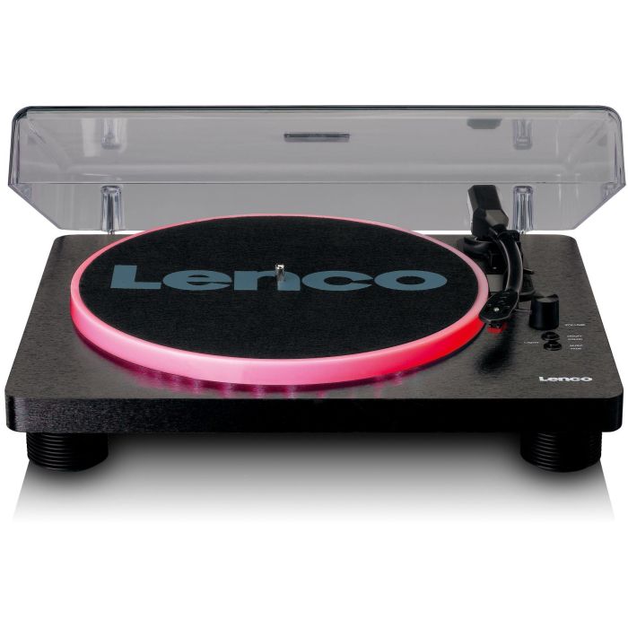 Lenco LS-50LED Tocadiscos de Tracción por Correa Manual Negro con Altavoces y USB 33/45/78 RPM