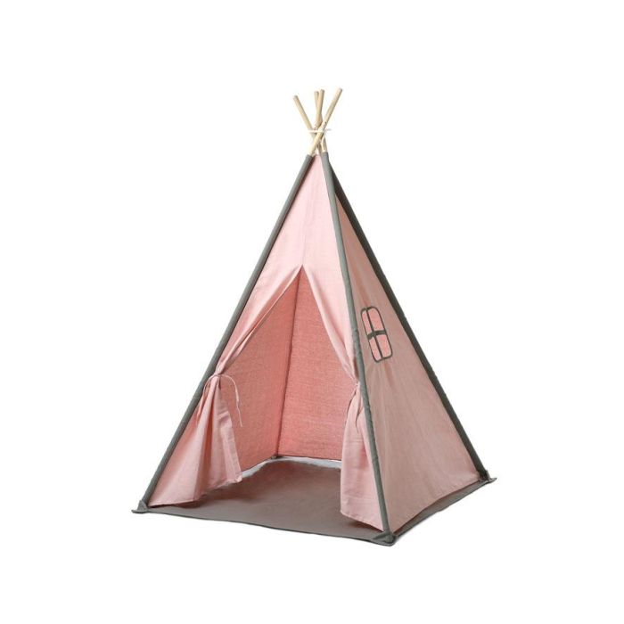 KioKids Teepee Rosa para Bebés y Niños +0 Meses, Tienda de Juego Portátil con Ventana y Puerta, Algodón Poliéster 2