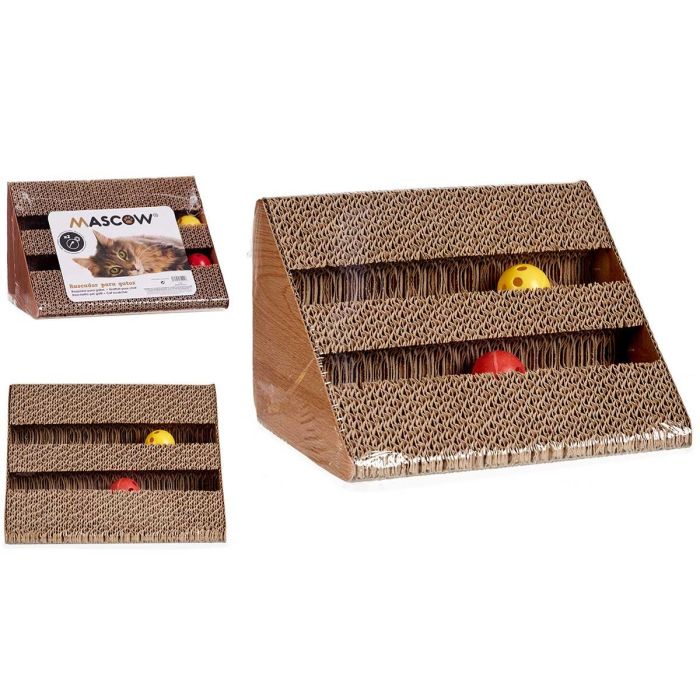 Rascador para gatos con campanas Mascow 27x16.5x16.5 cm, papel ondulado FSC, marrón (4 Unidades) Rascador para gatos con campanas Mascow 27x16.5x16.5 cm, papel ondulado FSC, marrón (4 Unidades)