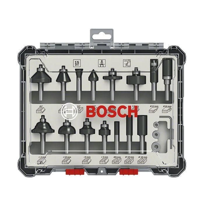 Bosch Professional 2607017471 - Juego de 15 Fresas Mixtas con Vástago de 6 mm