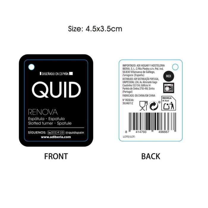 Espatula Acero Inoxidable Kitchen Renova Quid 33,5x7,5x3,5 cm (12 Unidades)