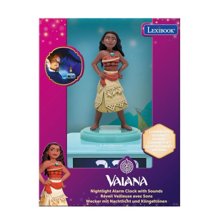 Reloj Despertador Luz Nocturna 3D Vaiana Moana Disney 4