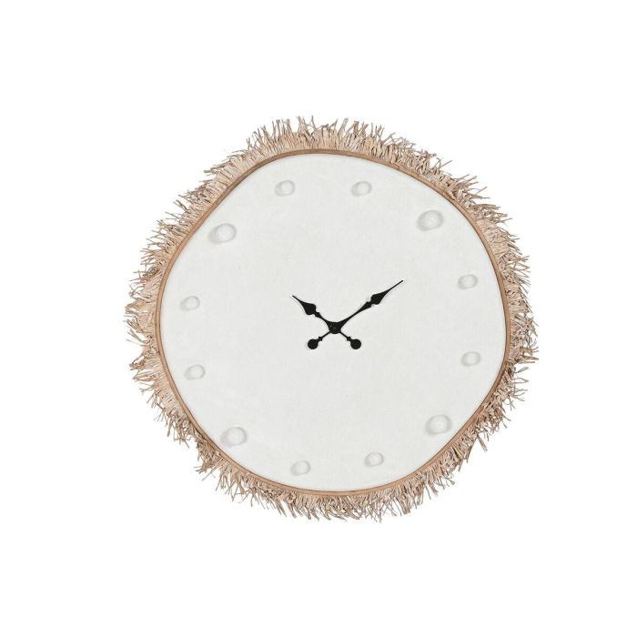 DKD Home Decor Reloj de Pared Scandi Grande Blanco Natural MDF Fibra 85x85 cm