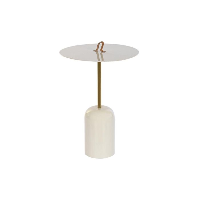 DKD Home Decor Mesita Auxiliar Urban Gris de Hierro y Cuero con Asa, Desmontable, 40x40x56 cm