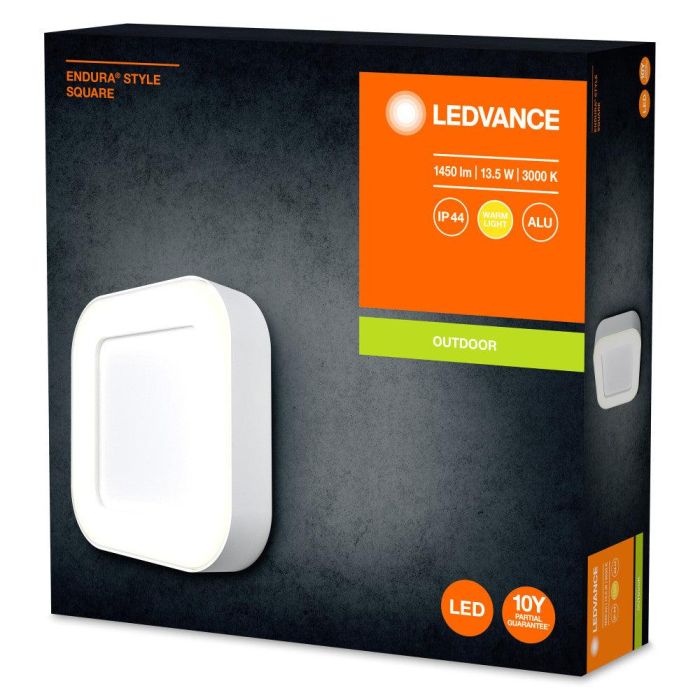 Ledvance LVE-4058075205277 Luminaria LED de Exterior con Sensor, 13.5W 600Lm 3000K IP44 Endura Cuadrada para Pared y Techo 1