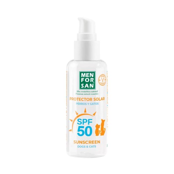 Men For San Protector Solar Crema Hipoalergénica F50 para Perros y Gatos con Protección UVA/UVB y Resistente al Agua 60 ml