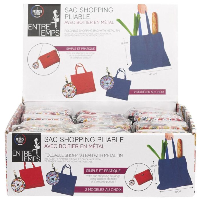 Entre Temps Bolsa Compra Plegable Con Estuche Entre Temps Azul Rojo Ideal Para Bolso 3