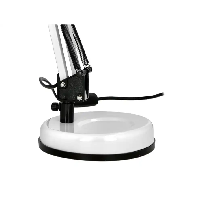 Q-connect Lámpara de Escritorio Polaris Metálica con Interruptor, Brazo Doble y 3 Articulaciones, Color Blanco 3