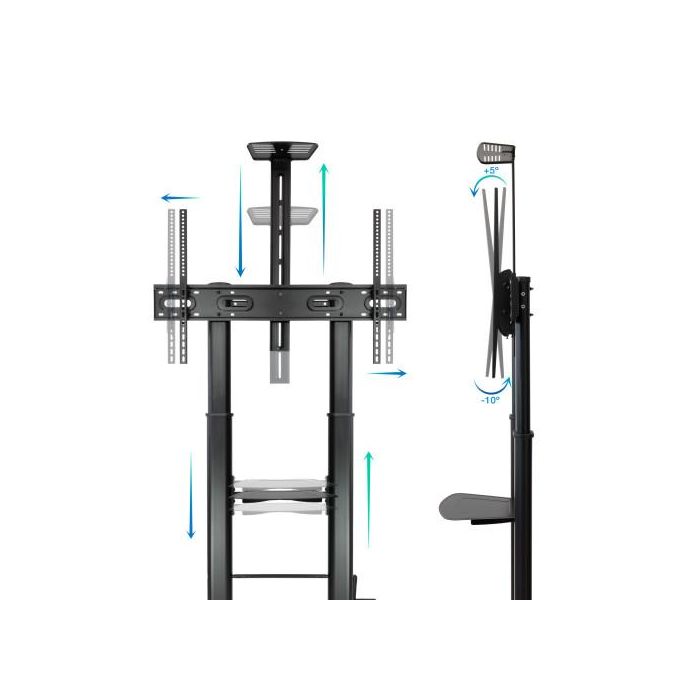 TooQ FS20404HM-B Soporte de Suelo para TV de 60-100 Pulgadas, hasta 100kg, con Ruedas, Inclinable, Regulable en Altura, Negro 2 TooQ FS20404HM-B Soporte de Suelo para TV de 60-100 Pulgadas, hasta 100kg, con Ruedas, Inclinable, Regulable en Altura, Negro 2