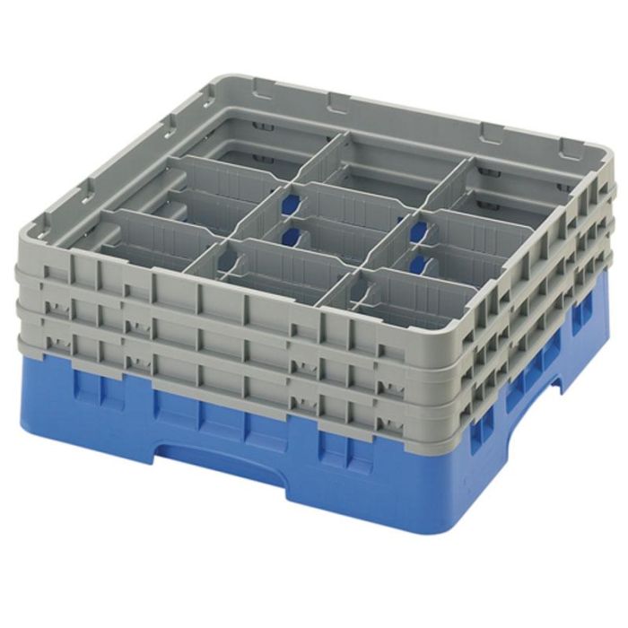 CAMBRO - 9S638-184 - Cesta de lavado 9 comp. 3 alturas - 14,8 cm Ø máx. - alt. máx. 17,6 cm - 50 x 50 x 22,5 cm - Beige
