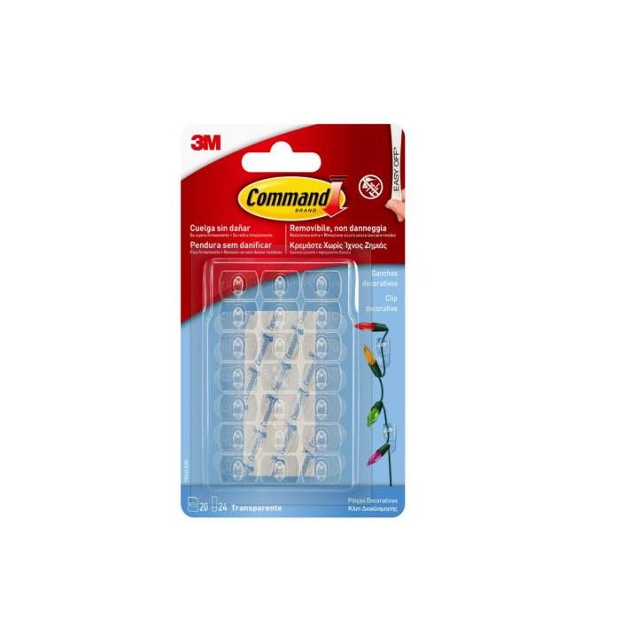 Blister 20 Ganchos Adhesivos Decorativos Transparentes Command 17026Clr 3M 7100309363