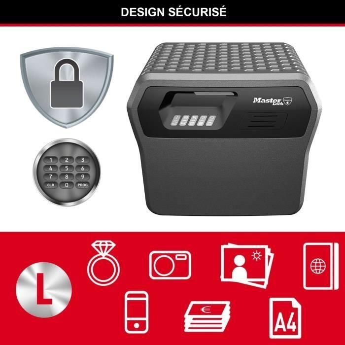 Master Lock Caja Fuerte Ignífuga e Impermeable Electrónica 18.5 Litros, Aprobada UL/ETL con Resistencia al Fuego 30 Minutos a 843°C y Asas Integradas 4