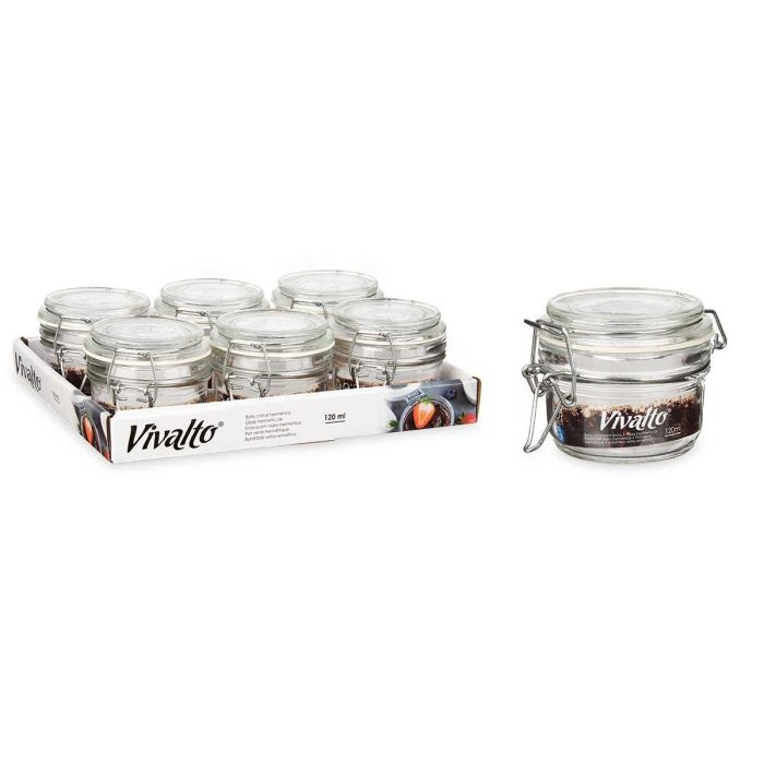 Tarro Conserva Hermetico Peq 120Ml Trans Vivalto 11X7CM (36 Unidades) 2 Tarro Conserva Hermetico Peq 120Ml Trans Vivalto 11X7CM (36 Unidades) 2