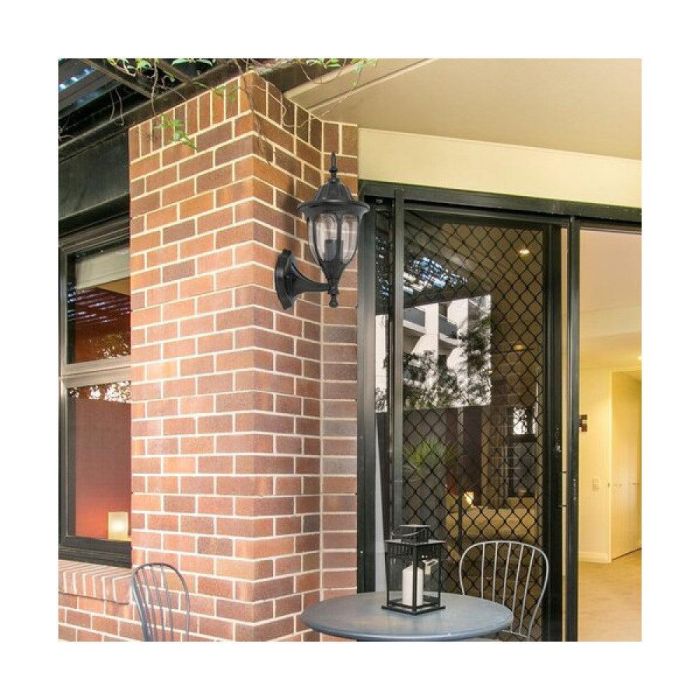 RABALUX RAB-8342 Aplique Exterior Milano Clásico 1xE27 IP43. Metal Negro, Pantalla Cristal. Luminaria de 37cm Alto, hasta 60W. 2