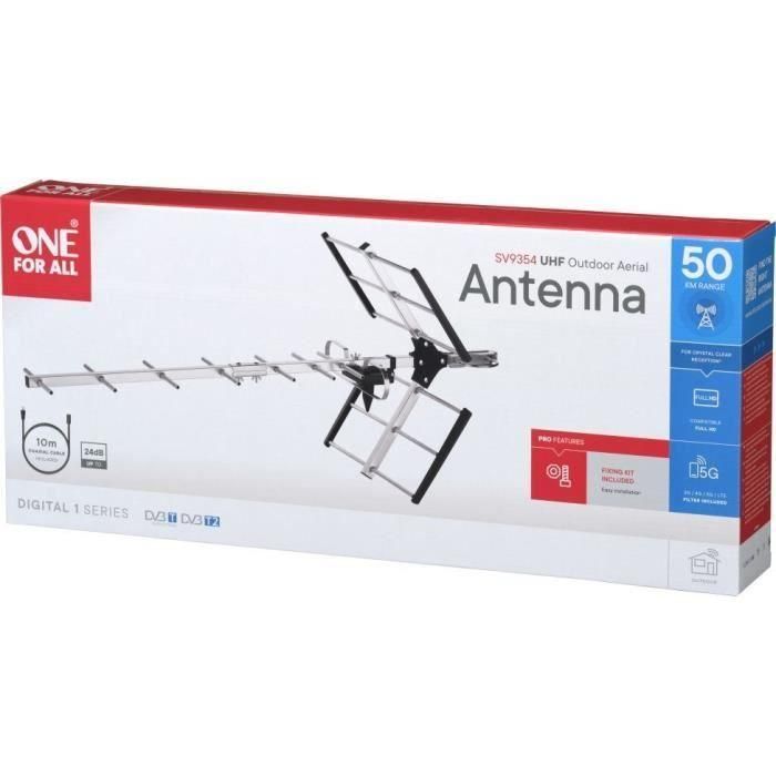 ONE FOR ALL SV9354 - Antena de TV para exteriores Freeview, Full HD, filtro 4G - Gris 4