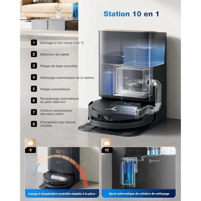 Ecovacs AAARH14208 Aspiradora Robot DEEBOT X9 PRO OMNI 16600 Pa Ultrafina con Autolimpieza Instantánea y Tecnología BLAST 4
