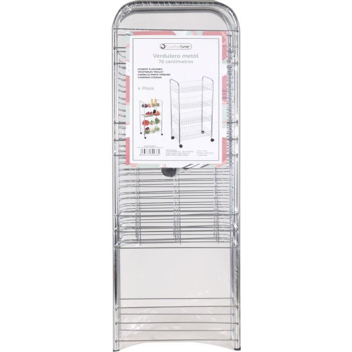 Verdulero de metal cromo 4 pisos 76 cm - Confortime (6 Unidades) 1 Verdulero de metal cromo 4 pisos 76 cm - Confortime (6 Unidades) 1