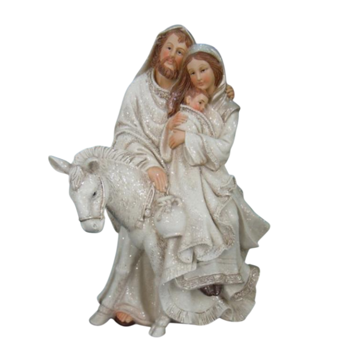 DKD Home Decor Nacimiento Navidad Tradicional con Burrito de Resina, Blanco Gris, 22 cm Alto, 16 cm Ancho, 10.5 cm Profundo, Pack 2 Unidades