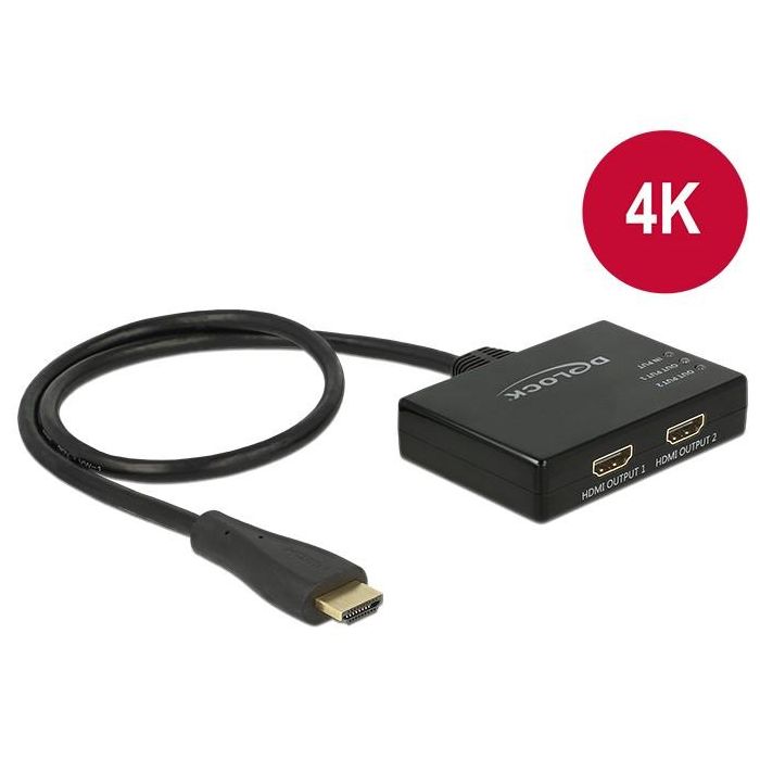 DeLOCK 87700 HDMI Splitter 1 Entrada a 2 Salidas, 4K 3840x2160, Negro, Cable 0.6 m 1 DeLOCK 87700 HDMI Splitter 1 Entrada a 2 Salidas, 4K 3840x2160, Negro, Cable 0.6 m 1