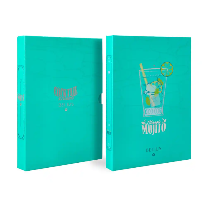 Belius Cocktails Mojito Bolígrafo y Cartera de Aluminio Verde Plateado con Relieve, Tinta Azul, Caja Diseño 1