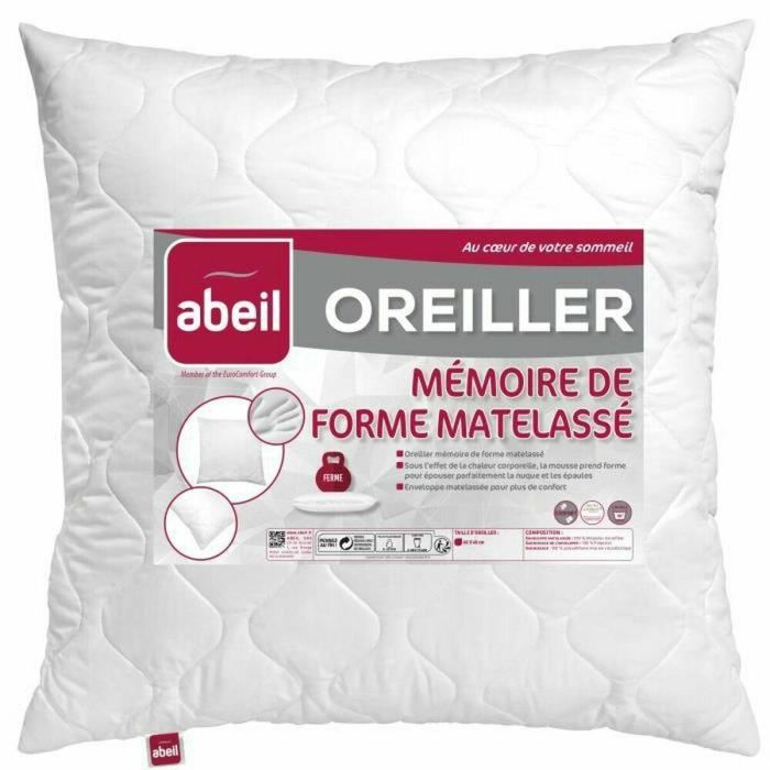 Abeil Almohada Viscoelástica Acolchada de Microfibra 100% Poliéster, Relleno de Copos, 950 gr/m², 60x60 cm Blanco Abeil Almohada Viscoelástica Acolchada de Microfibra 100% Poliéster, Relleno de Copos, 950 gr/m², 60x60 cm Blanco