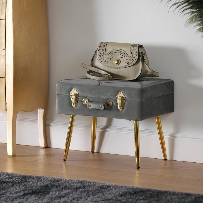 Pie De Cama Gris Oscuro Velvet Versa 34X42CM 1 Pie De Cama Gris Oscuro Velvet Versa 34X42CM 1