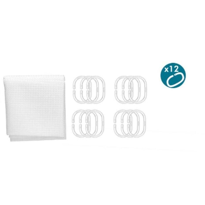 Cortina de Ducha Berilo SC-POLY-UD1-WHITE Blanco Poliéster 180 x 180 cm Puntos (12 Unidades) 1 Cortina de Ducha Berilo SC-POLY-UD1-WHITE Blanco Poliéster 180 x 180 cm Puntos (12 Unidades) 1