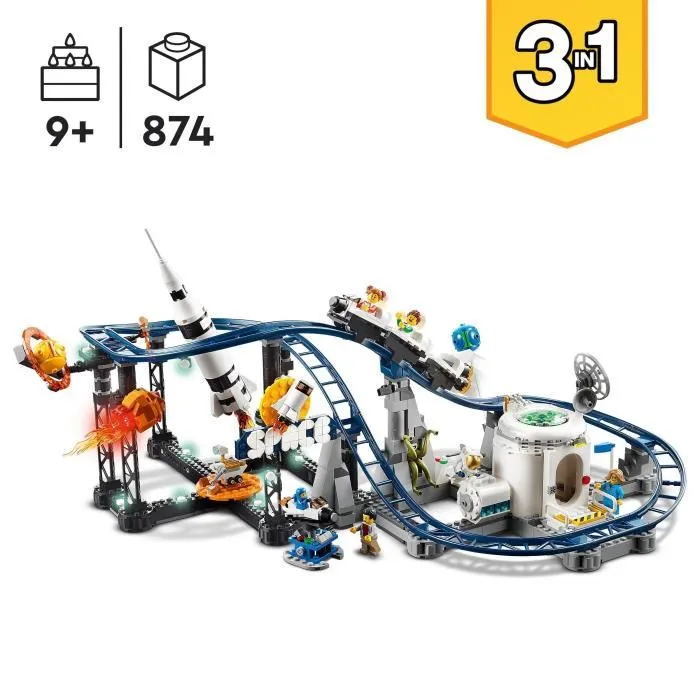 Lego Montaña Rusa Espacial 31142, Juguete con Cohete Espacial, Planetas y Ladrillos 1