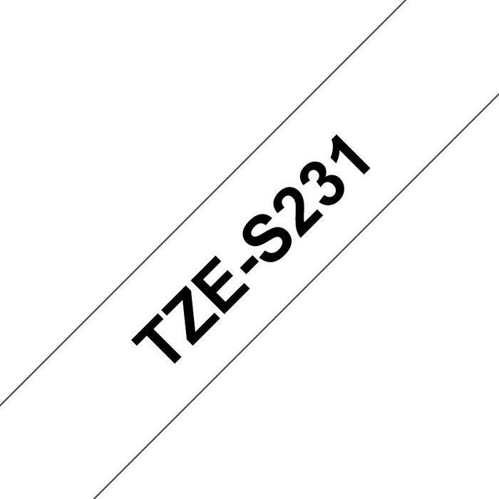 BROTHER Cinta laminada Blanco / negro (Superadhesiva) 12mm BROTHER Cinta laminada Blanco / negro (Superadhesiva) 12mm