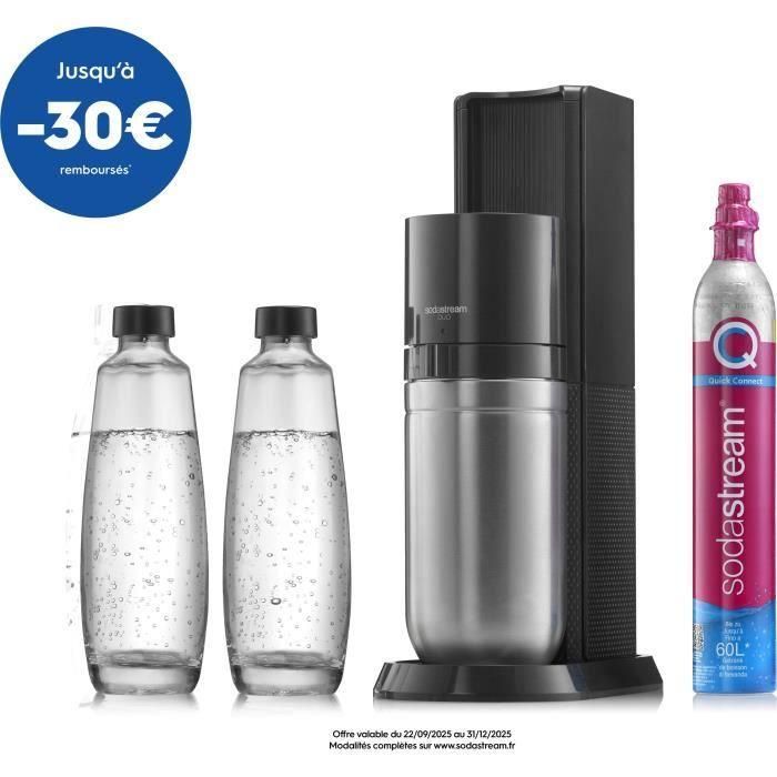 Sodastream SOD7290119792979 Máquina de refrescos y agua con gas DUO Black con 2 jarras de cristal y 1 recarga de gas 60L 0 Sodastream SOD7290119792979 Máquina de refrescos y agua con gas DUO Black con 2 jarras de cristal y 1 recarga de gas 60L 0