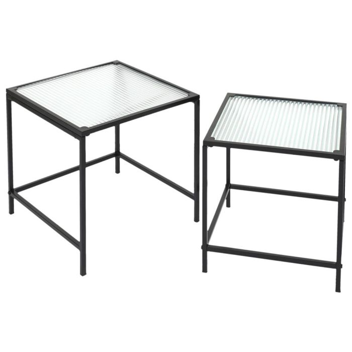 Home Deco Factory Juego 2 Mesas Auxiliares Nido Essentiel Metal y Vidrio 40x40cm y 35x35cm 1 Home Deco Factory Juego 2 Mesas Auxiliares Nido Essentiel Metal y Vidrio 40x40cm y 35x35cm 1