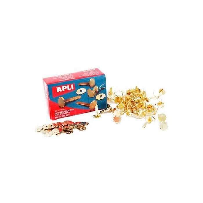 Apli Encuadernadores Metálicos Con Arandela Dorados 18 mm - 100Ud- Apli Encuadernadores Metálicos Con Arandela Dorados 18 mm - 100Ud-