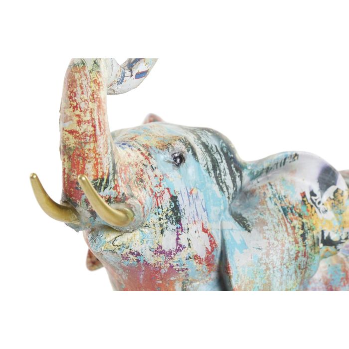 DKD Home Decor Figura Elefante Resina Multicolor 28 x 13 x 23.5 cm (2 Unidades) 1