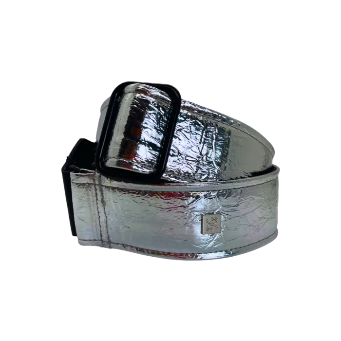 GETM Correa Guitarra Bajo Distressed Vernice Silver Polipiel Nylon Piel Plateado Ajustable 1 GETM Correa Guitarra Bajo Distressed Vernice Silver Polipiel Nylon Piel Plateado Ajustable 1