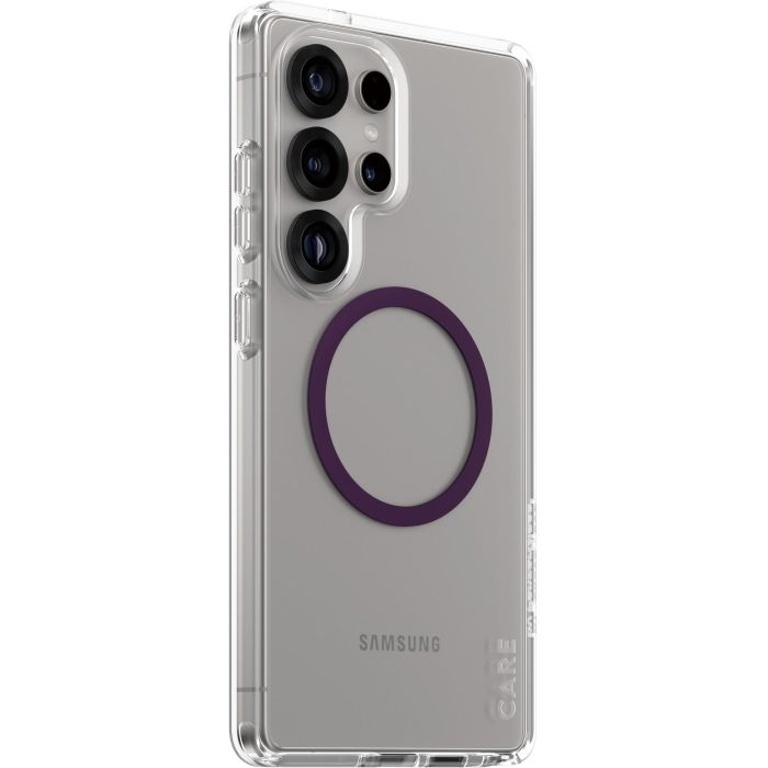 PanzerGlass CARE Flagship Case Clear w. Plum Purple QI para Samsung Galaxy S25 Ultra