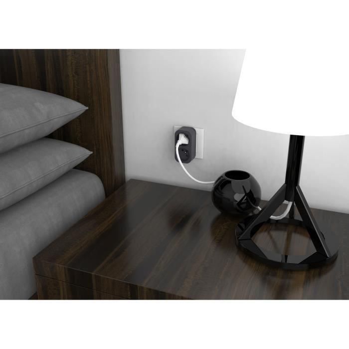 QUARX QUA4004282472360 Biplite Enchufe Doble 2P 16A Negro y Gris Antracita Conforme Norma NF 1