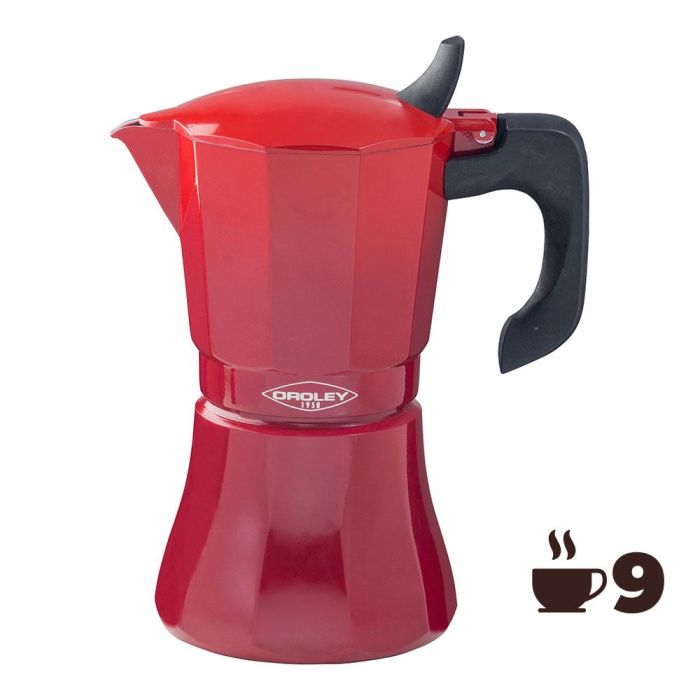 Cafetera de aluminio de 9 tazas modelo "petra" color rojo